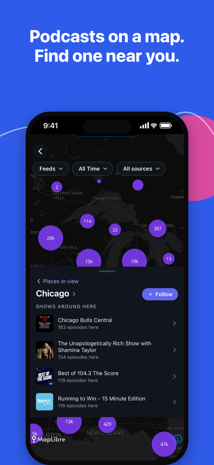 Podcasts on a map
