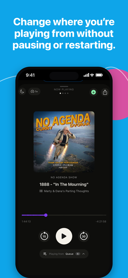 A real podcast player, first