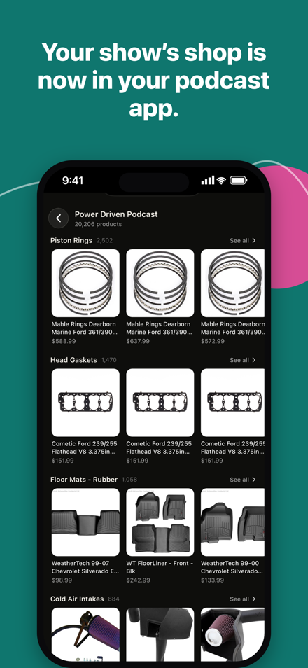 Your show&rsquo;s shop, in your podcast app